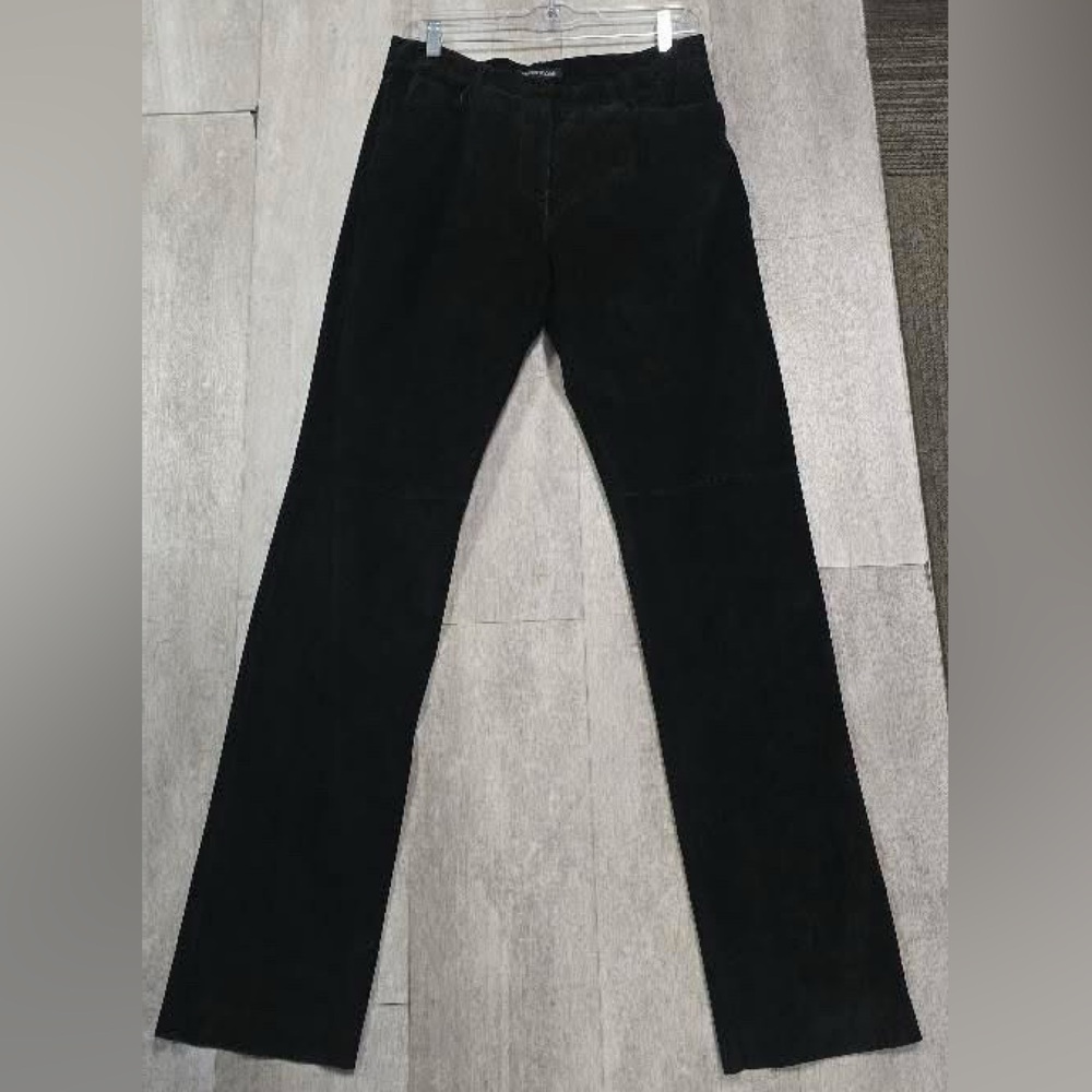 Kenneth Cole Black Suede Leather Pants